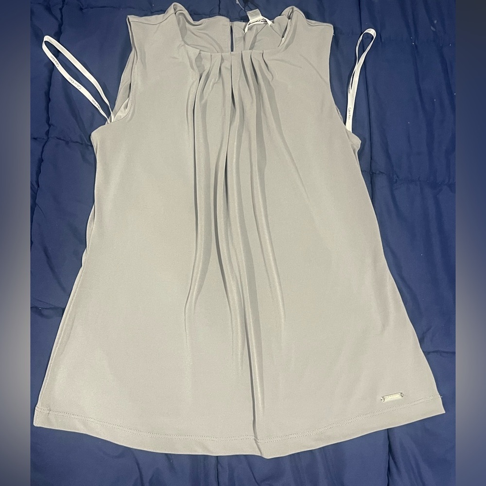 Calvin Klein Gray Blouse with Elegant Appeal - Picture 1 of 4